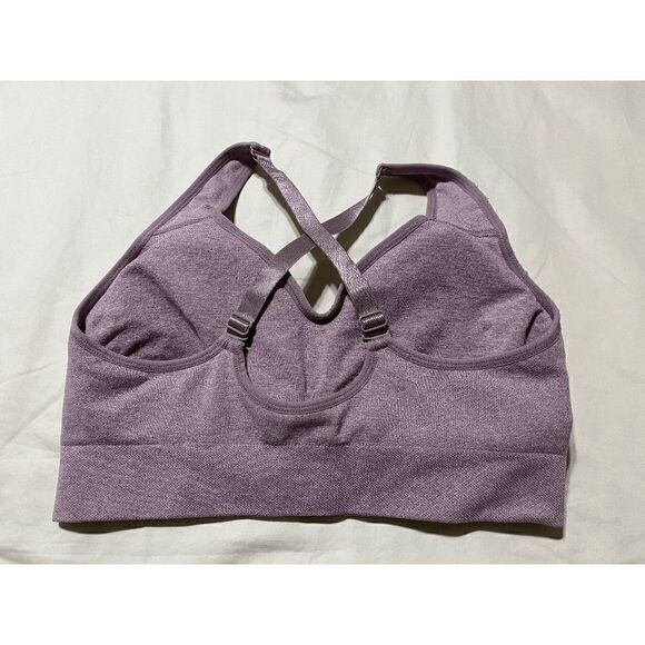 Puma Seamless Padded Racerback Sports Bra Purple Sz M - Picture 2 of 3